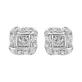 .925 Sterling Silver Round-Cut Diamond Accent Swirl Square Knot Stud Earrings (H-I Color, I2-I3 Clarity)